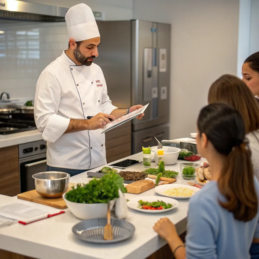 Professional chef conducting cooking class